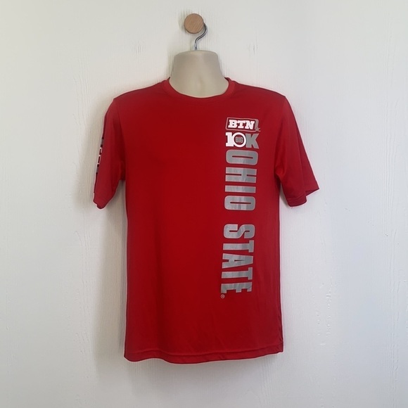 Sport Tek - Big 10 Ohio State Football Red and White Tee Shirt Size Small - Picture 2 of 12